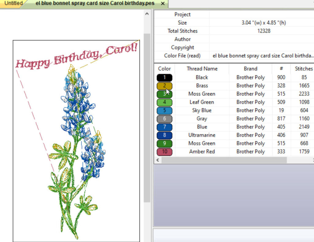 Blue Bonnet Birthday Card