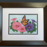 Monarch w Petunias w frame no glass