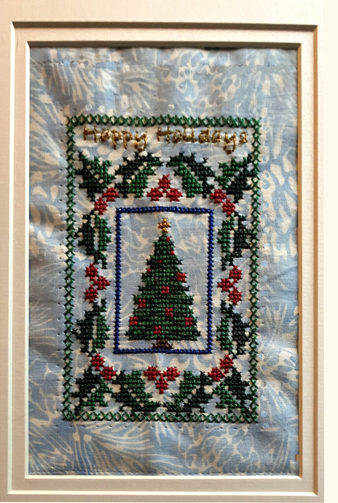 framed cup cake stitched