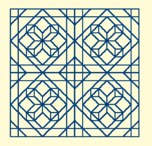 Ladybug and Rabbit back 4-quilt blocks 9 3/4-inch square