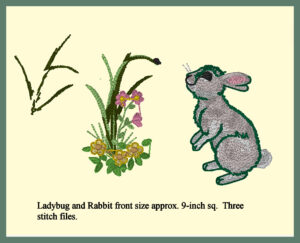 Three stitch files for Ladybug and Rabbit