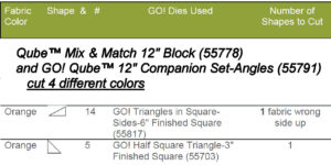 Accuquilt Bolt block from 12-inch Qube design dies