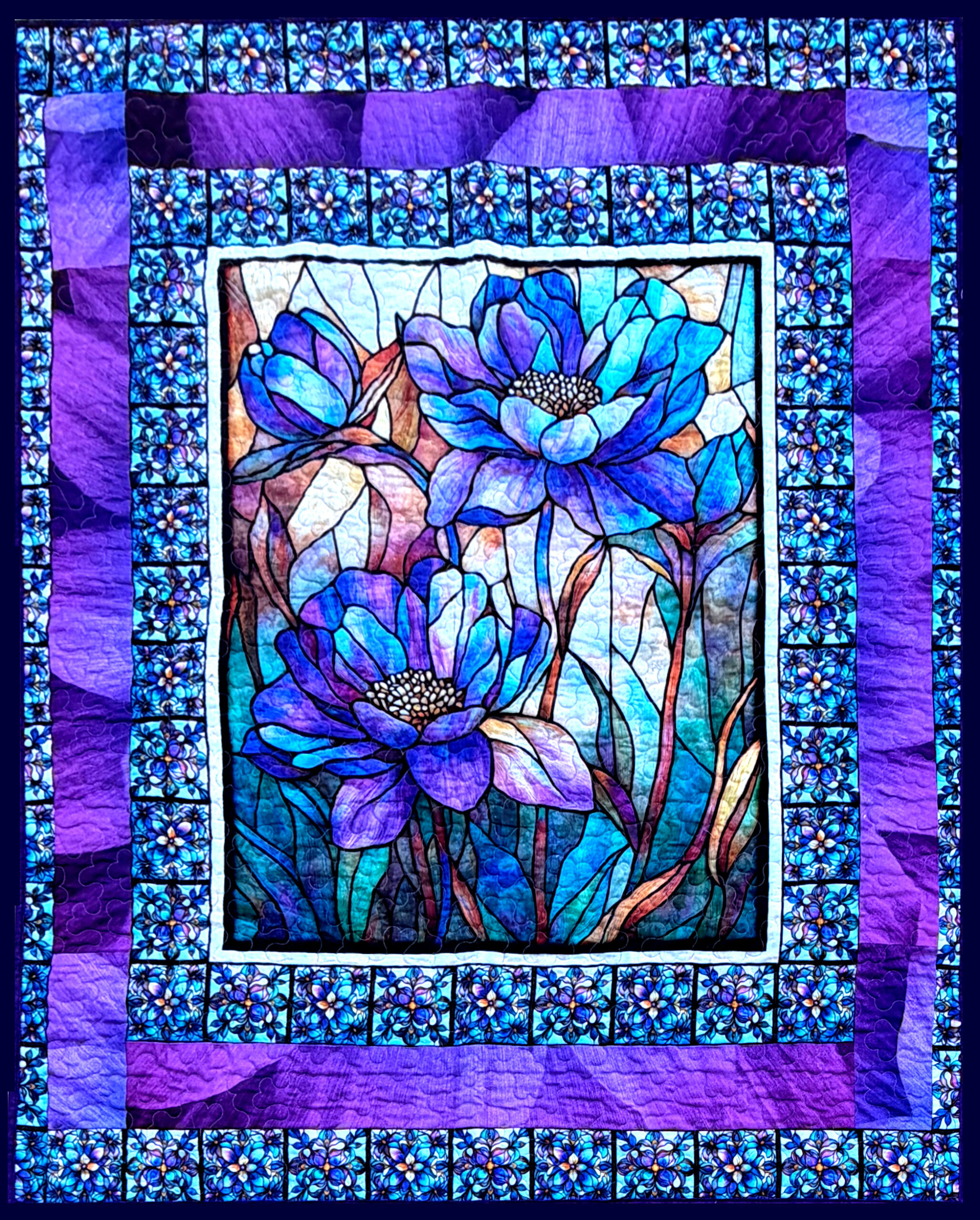 Mosaic Blooms lap quilt 48 x 60-inch