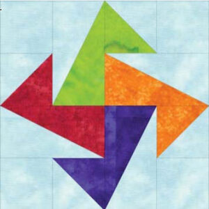 Accuquilt Bolt block from 12-inch Qube designs